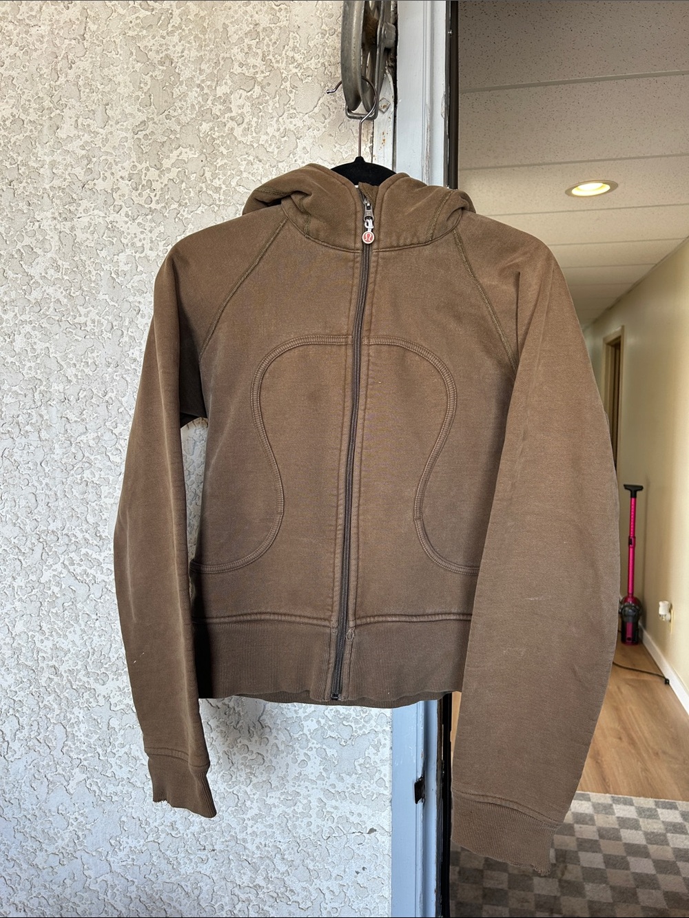 Vintage distressed Brown Hooded Zip-Up scuba lululemon hoodie